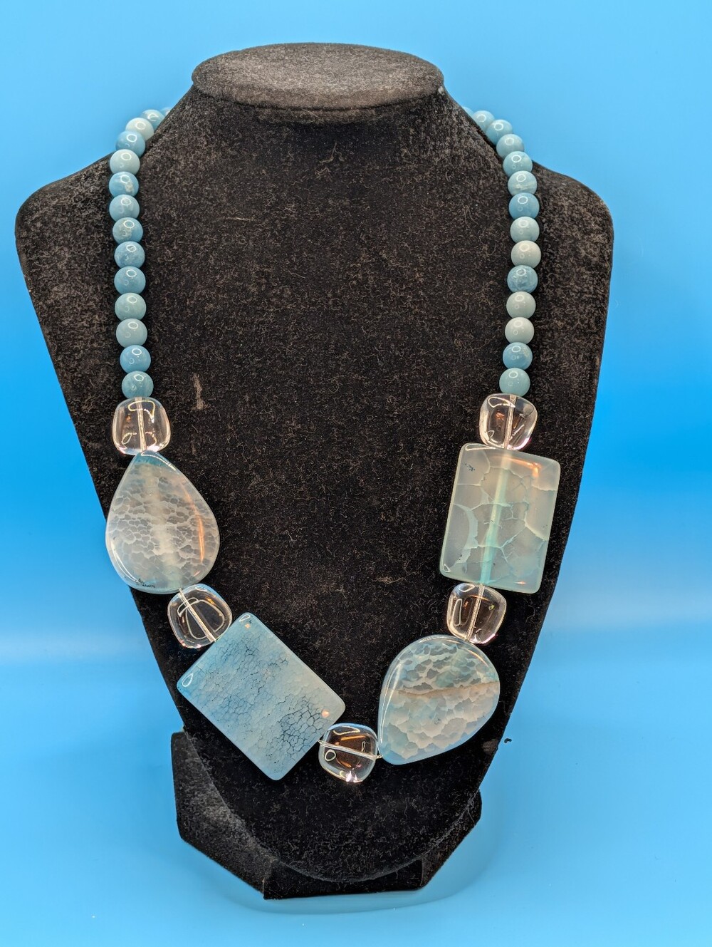 Blue Agate Statement Necklace -